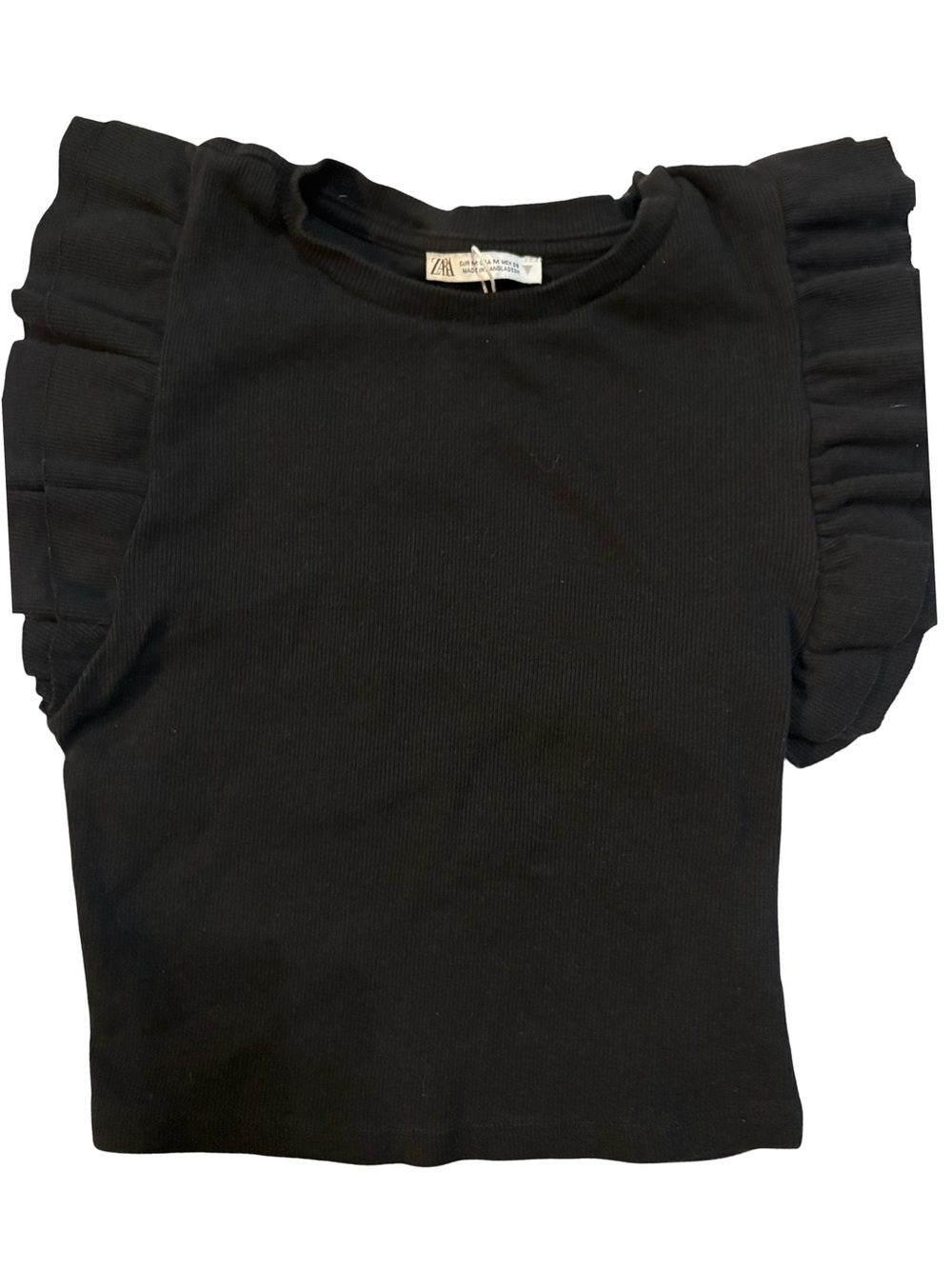 Zara Black Ribbed Knit Top